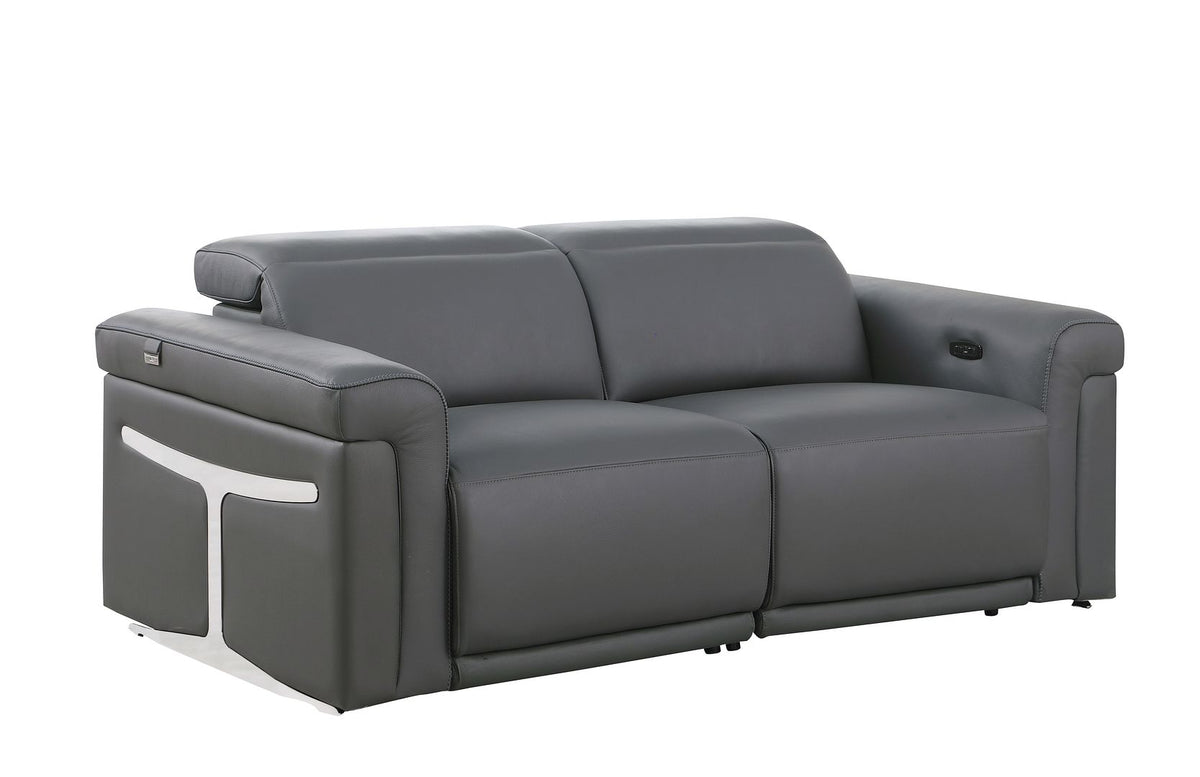 1126 Divanitalia 6-Piece Modular Power Reclining Sofa, Loveseat & Chair Set in Top Grain Italian Leather with 6 Power Recliners & Power Headrests - Dark Grey - SKU 1126-DK_GREY-6.6-HT-3PC - view 9