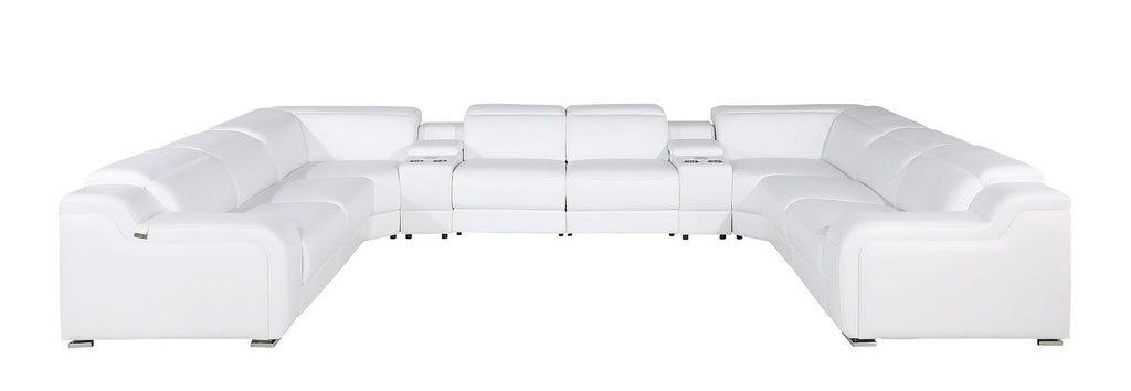 1116 Divanitalia 10-Piece U-Shaped Sectional Sofa in Top Grain Italian Leather with 4 Power Recliners & Power Headrests - White - SKU 1116-WHITE-10PC-4PWR-U-SECTIONAL-GROUP - view 3
