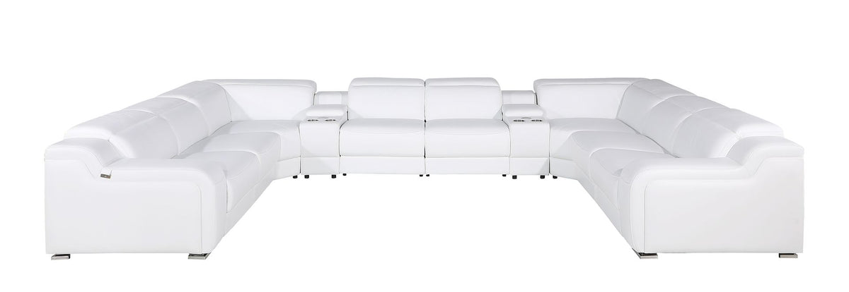 1116 Divanitalia 10-Piece U-Shaped Sectional Sofa in Top Grain Italian Leather with 4 Power Recliners & Power Headrests - White - SKU 1116-WHITE-10PC-4PWR-U-SECTIONAL-GROUP - view 3