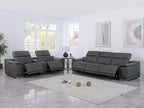 9762 Divanitalia 6-Piece Modular Power Reclining Sofa and Console Loveseat Set with 5 Power Recliners in Top Grain Italian Leather - Dark Grey - SKU 9762-DK-GREY-6.5-HT - view 2