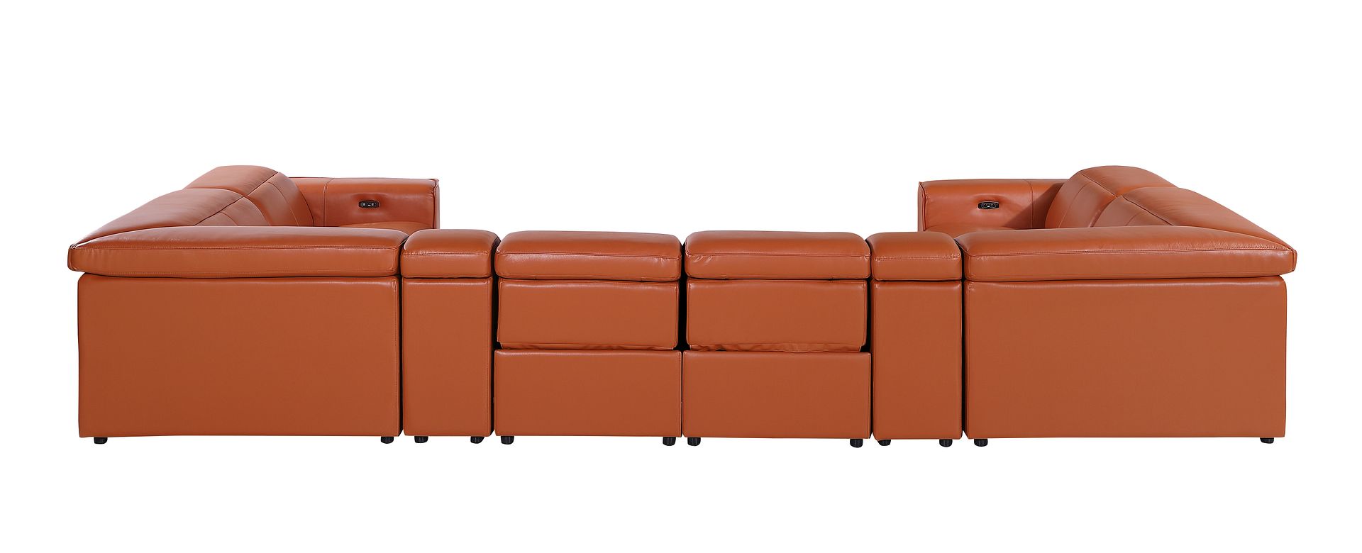 1224 Divanitalia 8-Piece U-Shaped Sectional Sofa in Top Grain Italian Leather with 4 Power Recliners & Power Headrests
