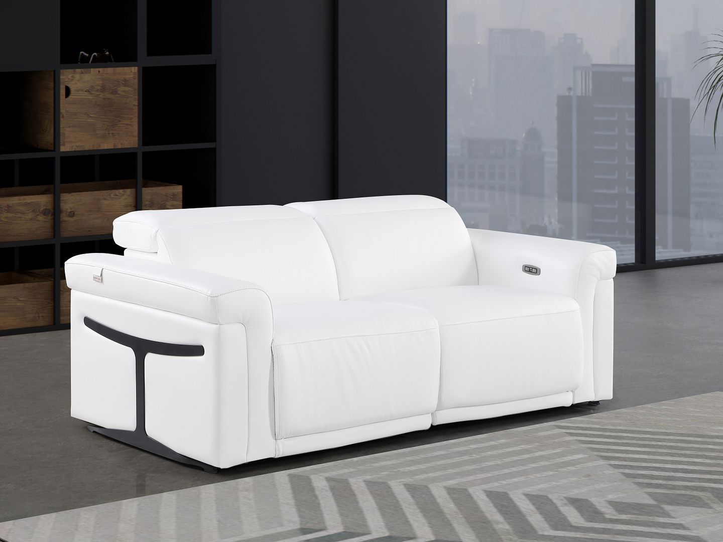 1126 Divanitalia 2-Piece Modular Power Reclining Loveseat in Top Grain Italian Leather with 2 Power Recliners & Power Headrests - White - SKU 1126-WHITE-2.2-HT