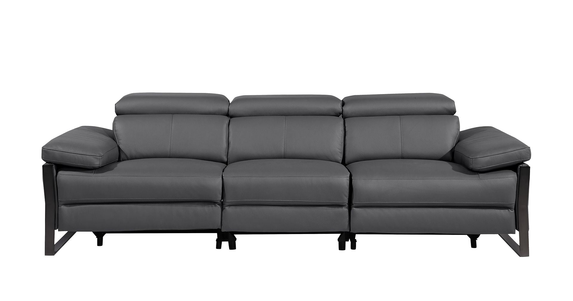 1246 Divanitalia Modular Power Triple Reclining Sofa with Power Reclining Headrests - Top Grain Italian Leather - Dark Grey - SKU 1246-DK-GREY-3.3-HT - view 3