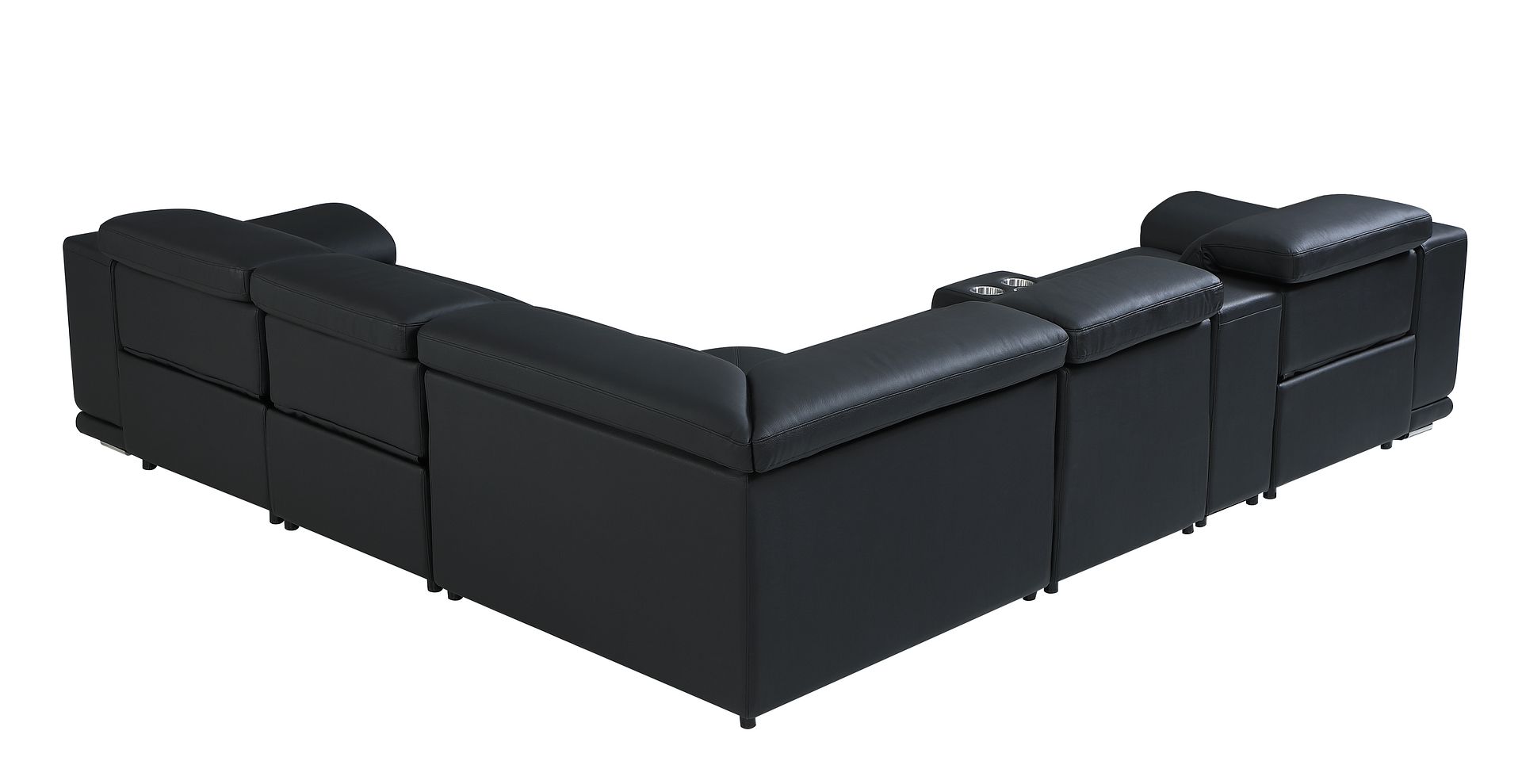 9762 Divanitalia 6-Piece L-Shaped Top Grain Italian Leather Sectional Sofa with 3 Power Recliners