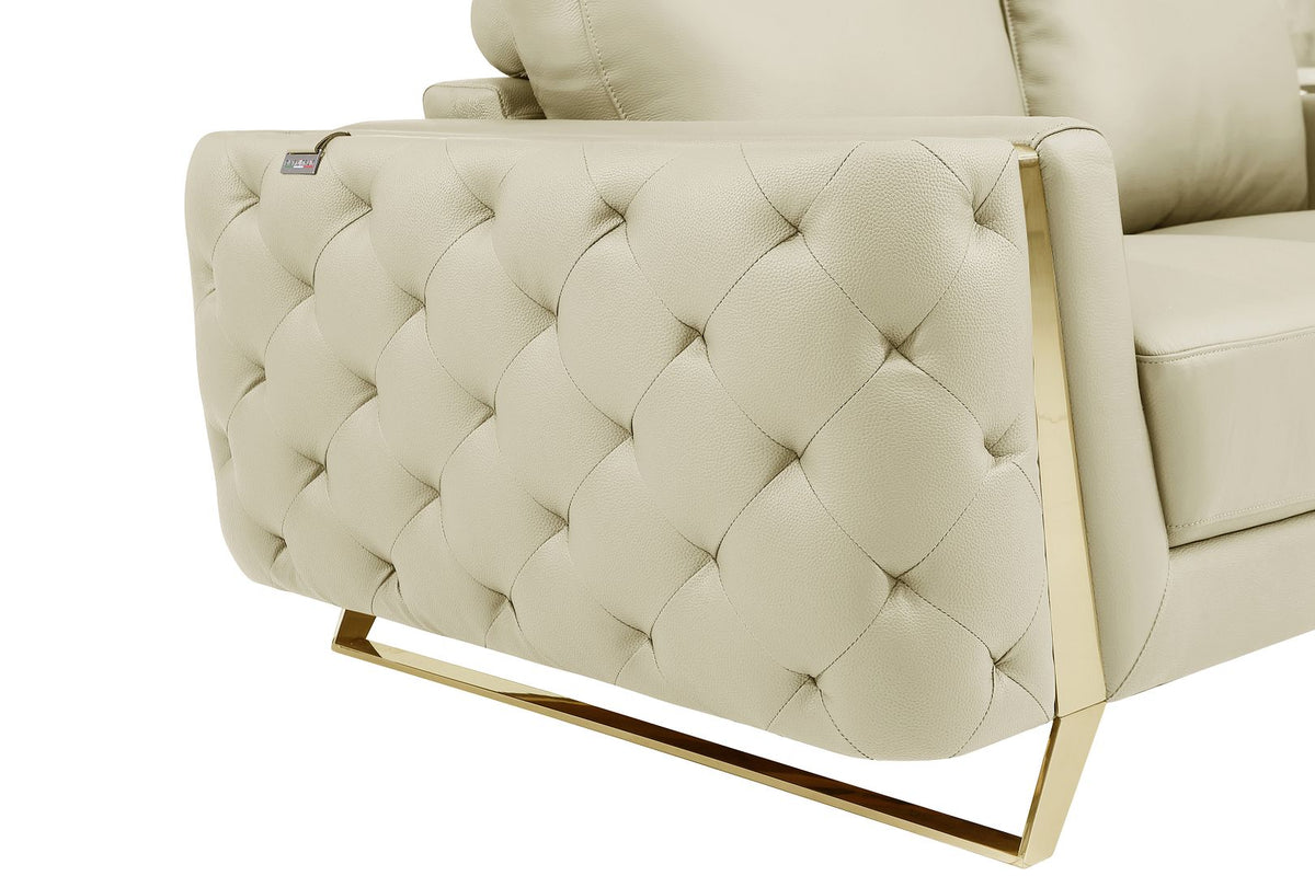 1050 Divanitalia 2-Piece Sofa Set in Top-grain Italian Leather - Beige - SKU 1050-BEIGE-3PC - view 12
