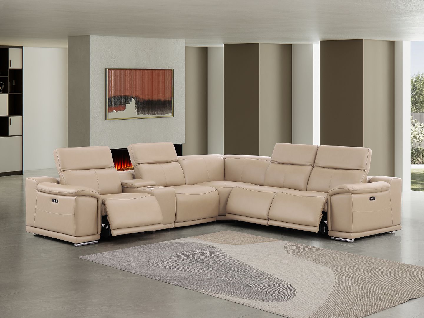 2679 6-Piece L-Shaped Power Reclining Sectional Sofa in Genuine Leather - 3 Recliners