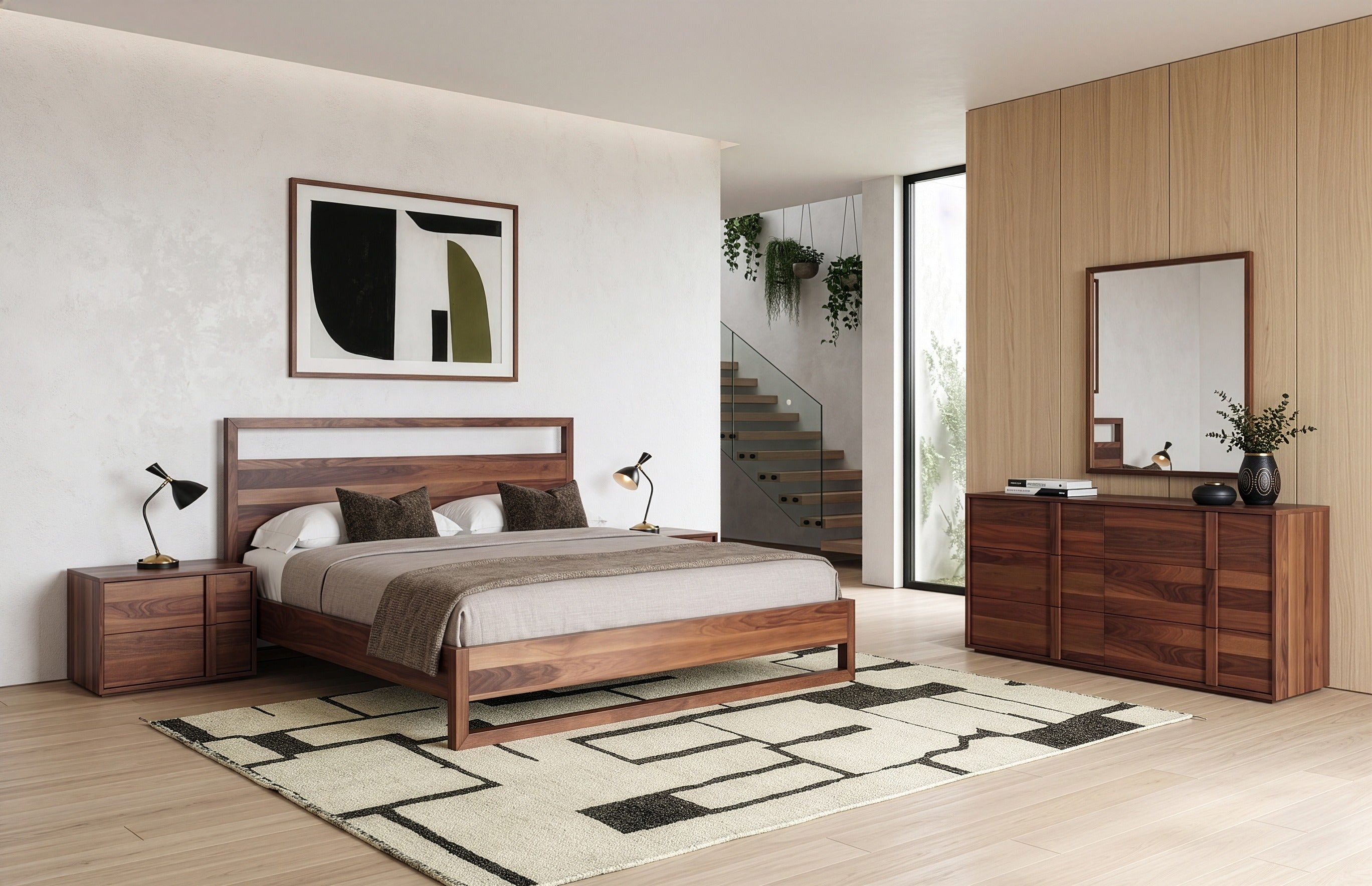 Berlin - Modern Walnut Bed - Modern Walnut Bed