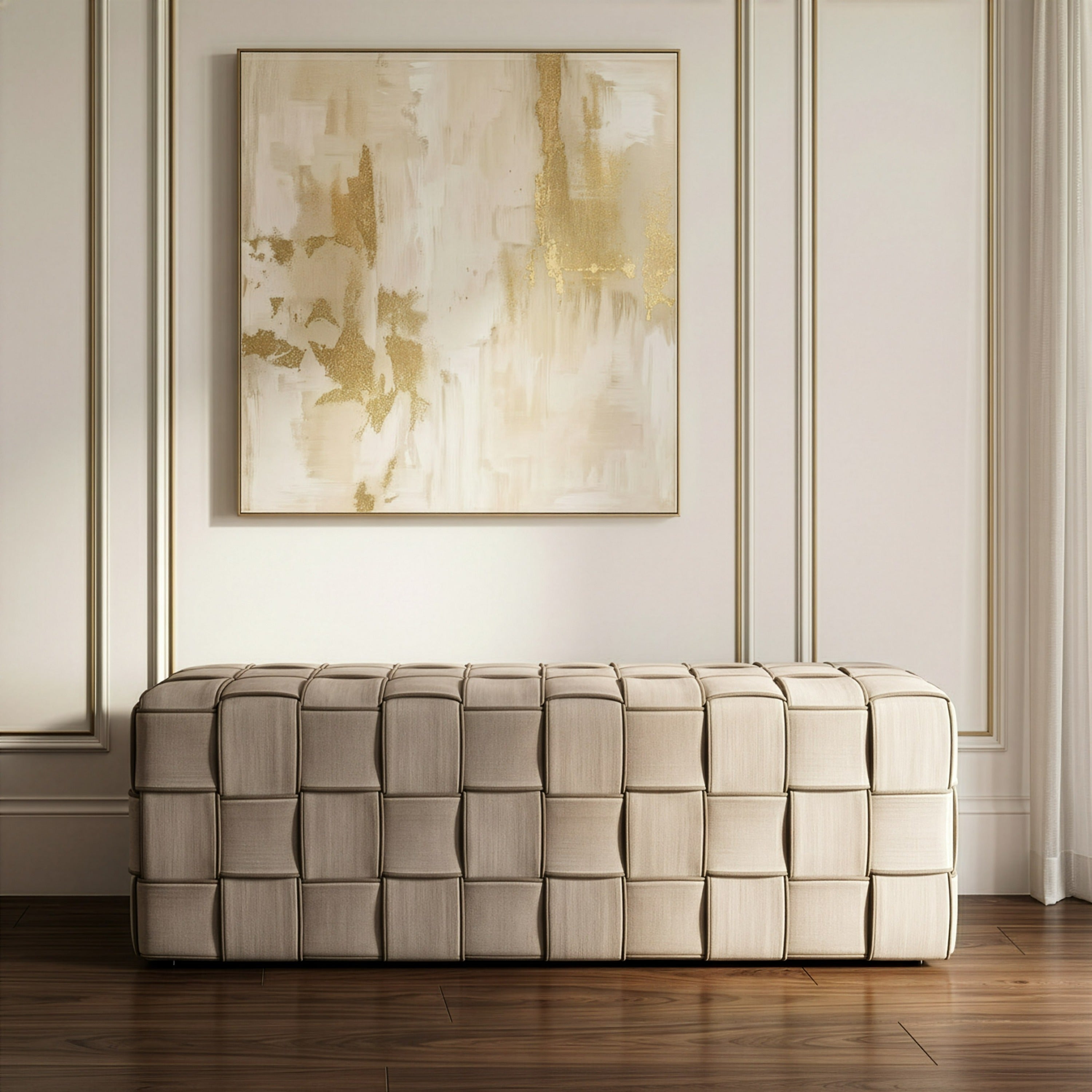 Rousey - Modern Taupe Fabric Bench