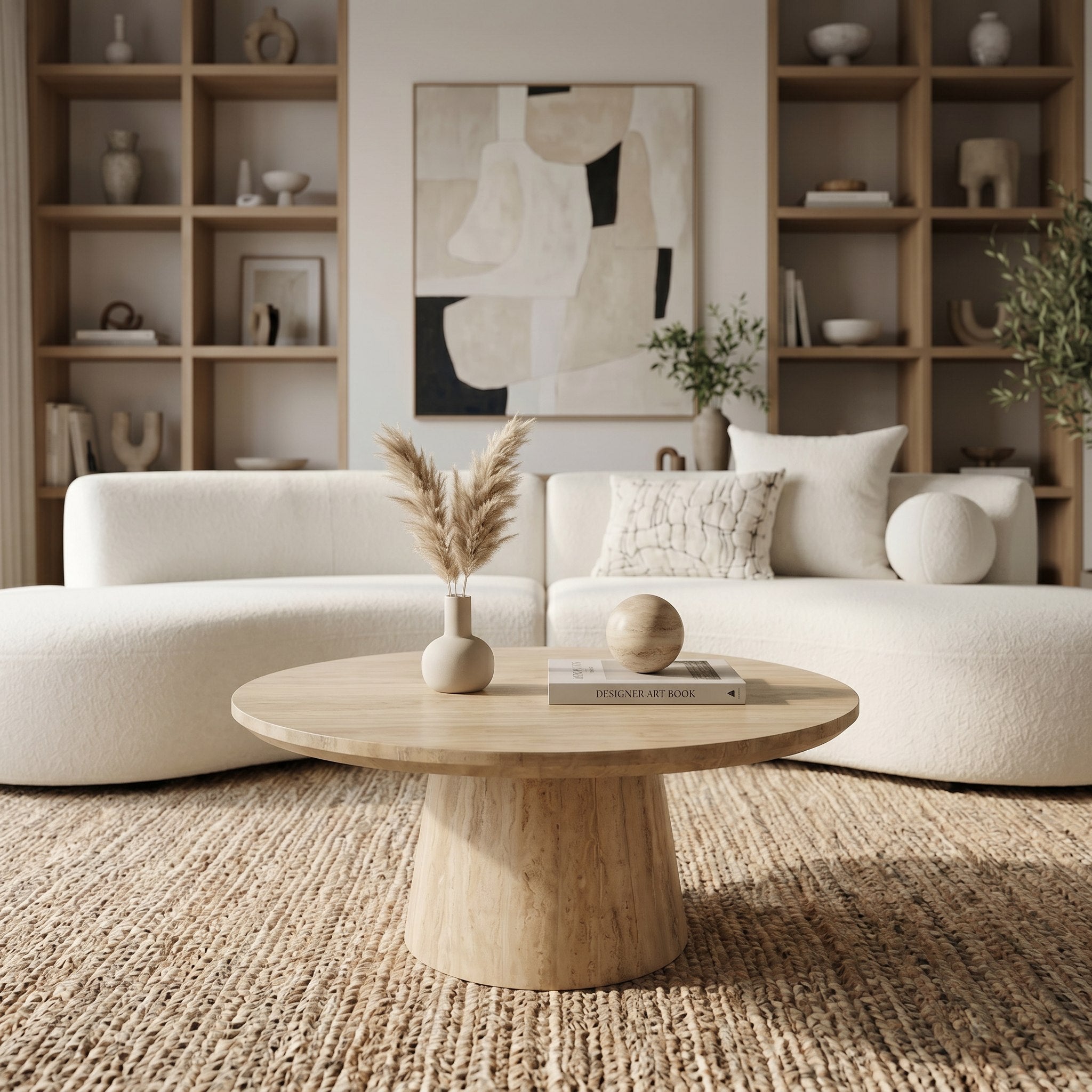 Velma - Modern Travertine Marble Coffee Table