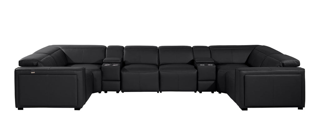 1224 Divanitalia 8-Piece U-Shaped Sectional Sofa in Top Grain Italian Leather with 2 Power Recliners & Power Headrests - Black - SKU 1224-BLACK-8PC-2PWR-U-SECTIONAL - view 3