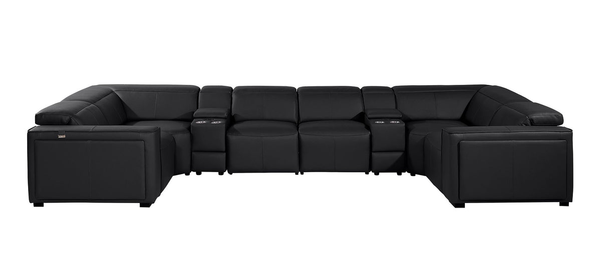 1224 Divanitalia 8-Piece U-Shaped Sectional Sofa in Top Grain Italian Leather with 2 Power Recliners & Power Headrests - Black - SKU 1224-BLACK-8PC-2PWR-U-SECTIONAL - view 3