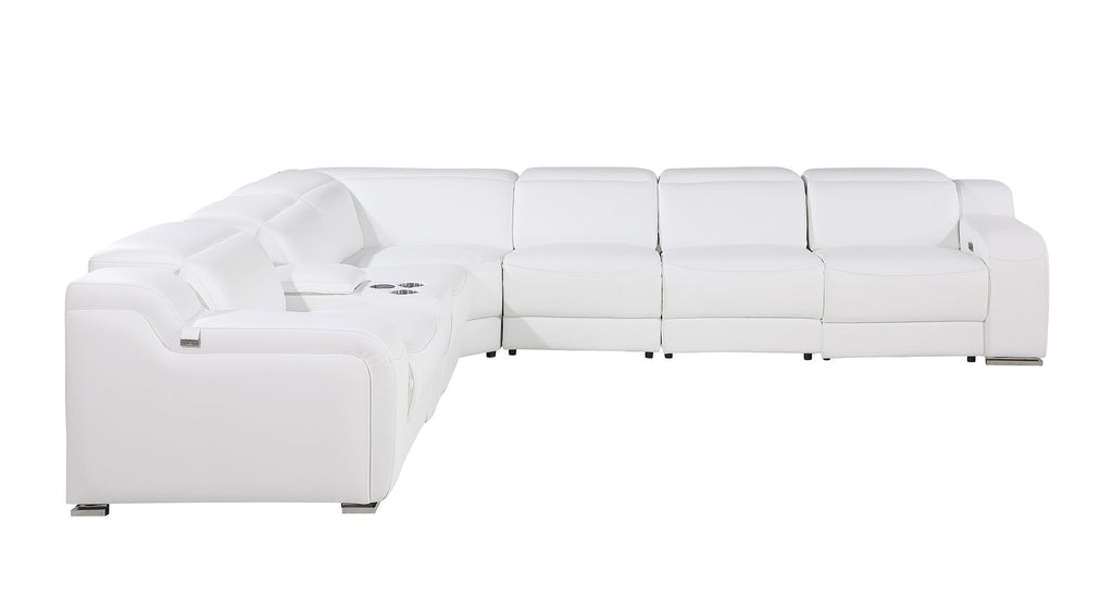 1116 Divanitalia 7-Piece L-Shaped Sectional Sofa in Top Grain Italian Leather with 3 Power Recliners & Power Headrests - White - SKU 1116-WHITE-7PC-3PWR-SECTIONAL- GROUP - view 5