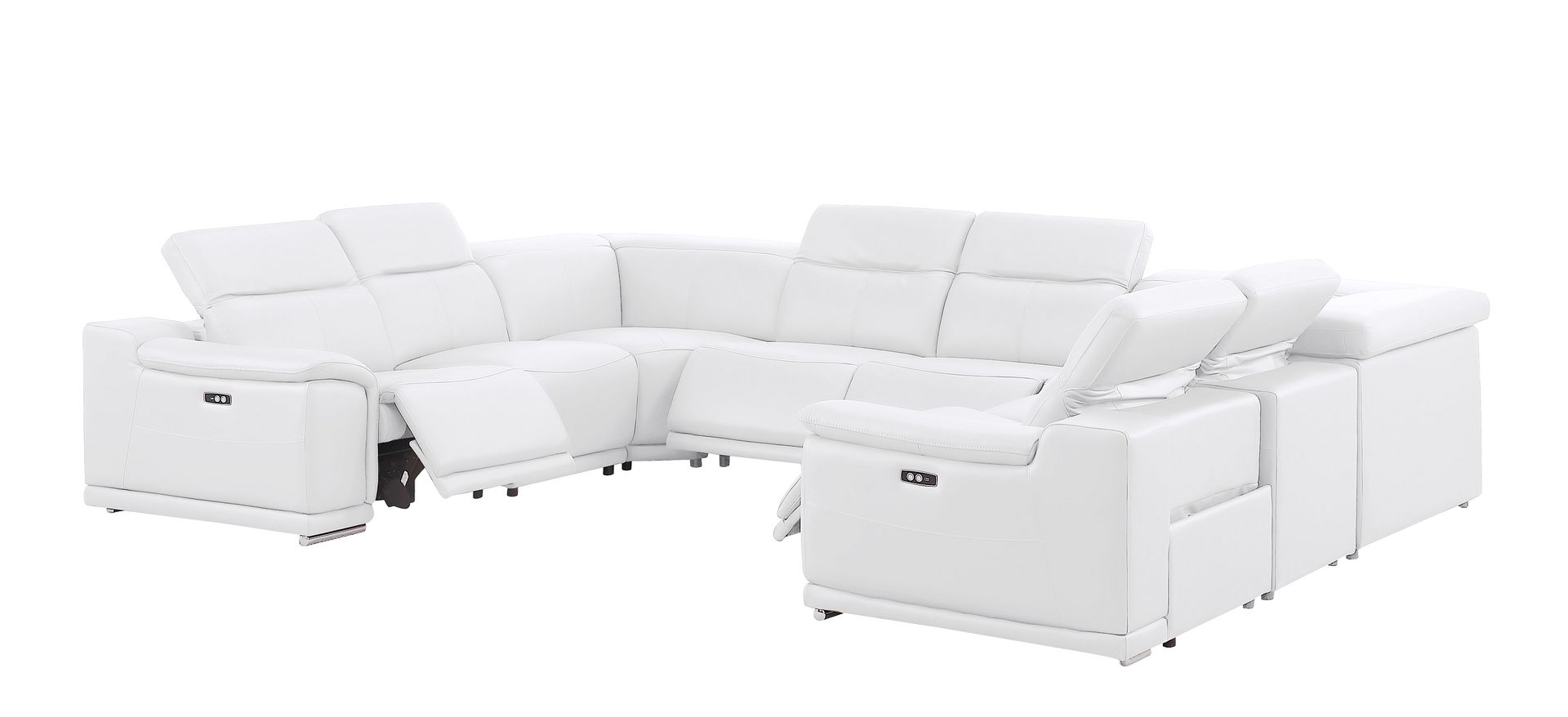 2679 8-Piece U-Shaped Power Reclining Sectional Sofa in Genuine Leather - 4 Recliners