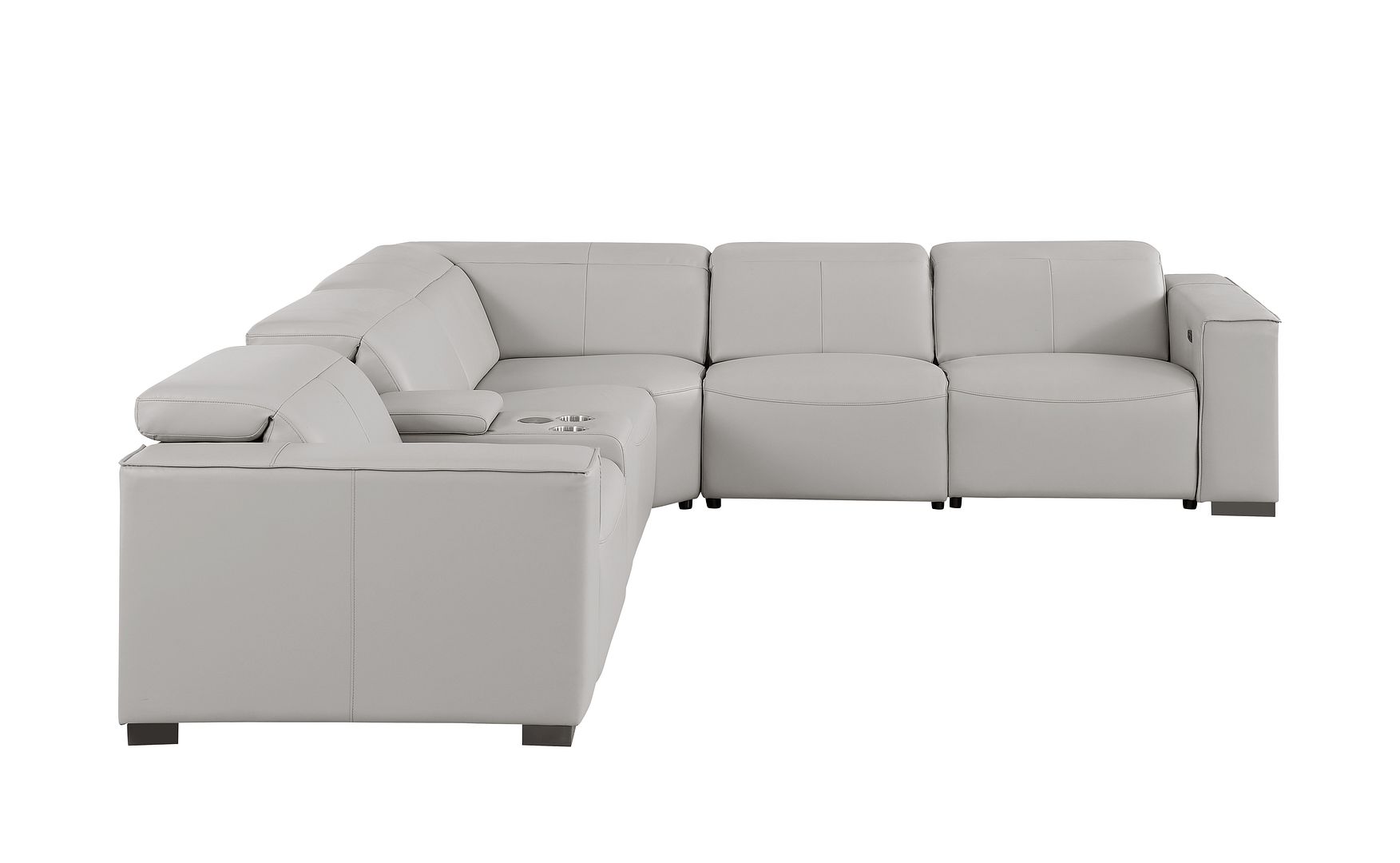 1208 6-Piece L-Shaped Leather Reclining Sectional Sofa with 3 Power Recliners