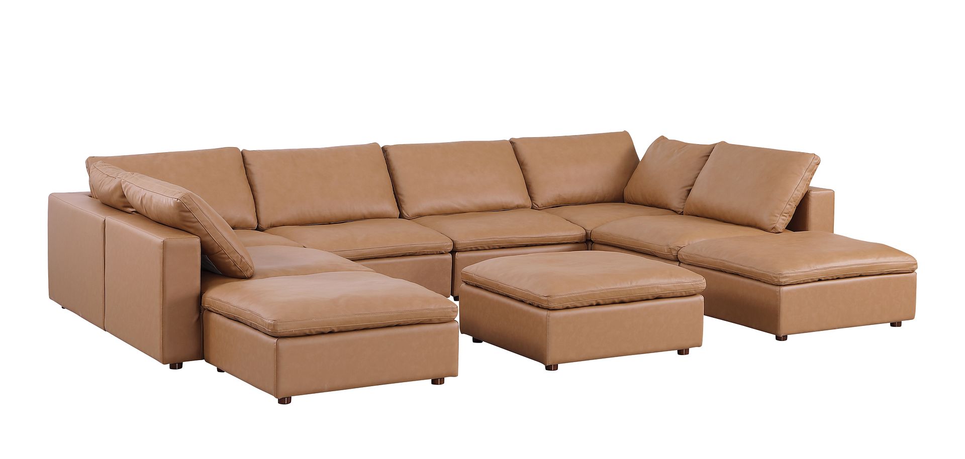 1100 Divanitalia Top-grain Italian Leather 9-Piece Sectional Sofa with Chaise