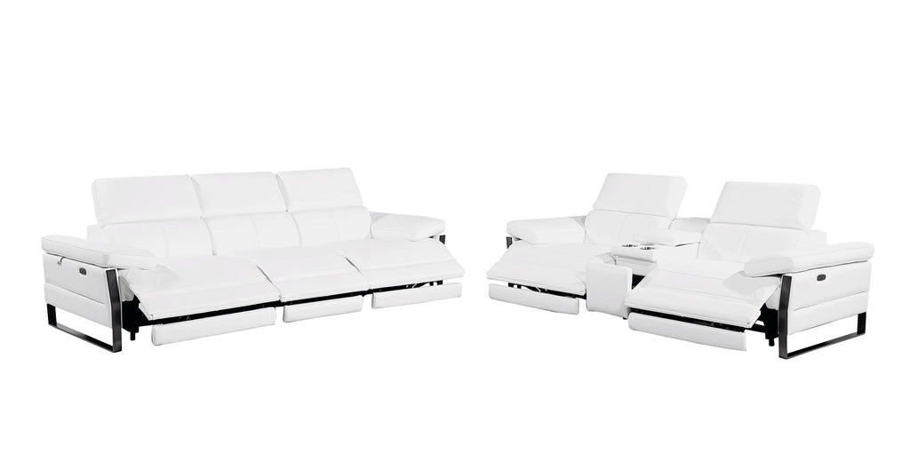 1246 Divanitalia Modular Power Triple Reclining Sofa and Console Loveseat Set with Power Headrests - Top Grain Italian Leather - White - SKU 1246-WHITE-6.5-HT-2PC - view 4