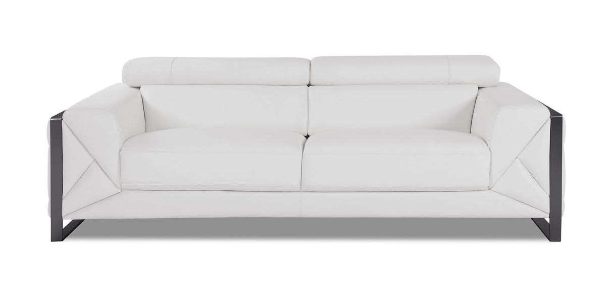 903 Divanitalia Sofa with Adjustable Headrest in Top-grain Italian Leather - White - SKU 903-S-WHITE
