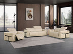 1126 Divanitalia Power Reclining Sofa, Loveseat & Chair Set in Top Grain Italian Leather with 5 Power Recliners & Power Headrests - Beige - SKU 1126-BEIGE-3PC