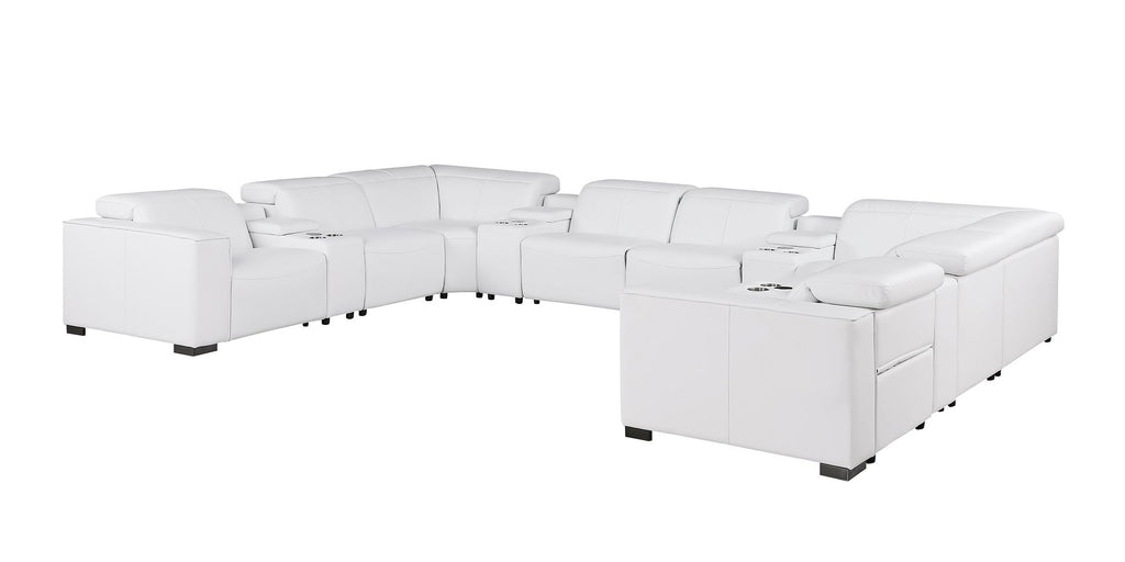 1208 12 Piece U-Shaped Leather Sectional Sofa with 4 Power Recliners & Power Headrest