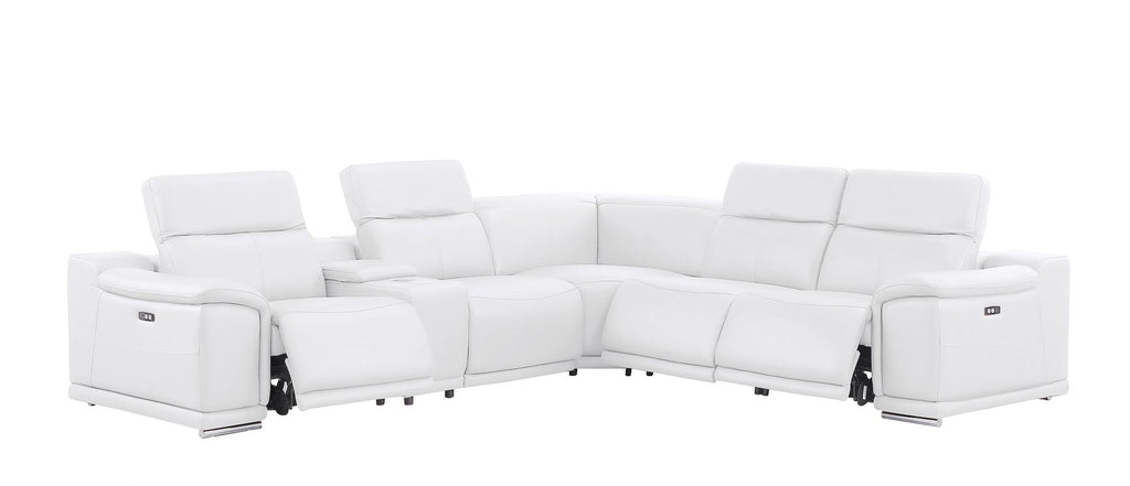 2679 6-Piece L-Shaped Power Reclining Sectional Sofa in Genuine Leather - 3 Recliners