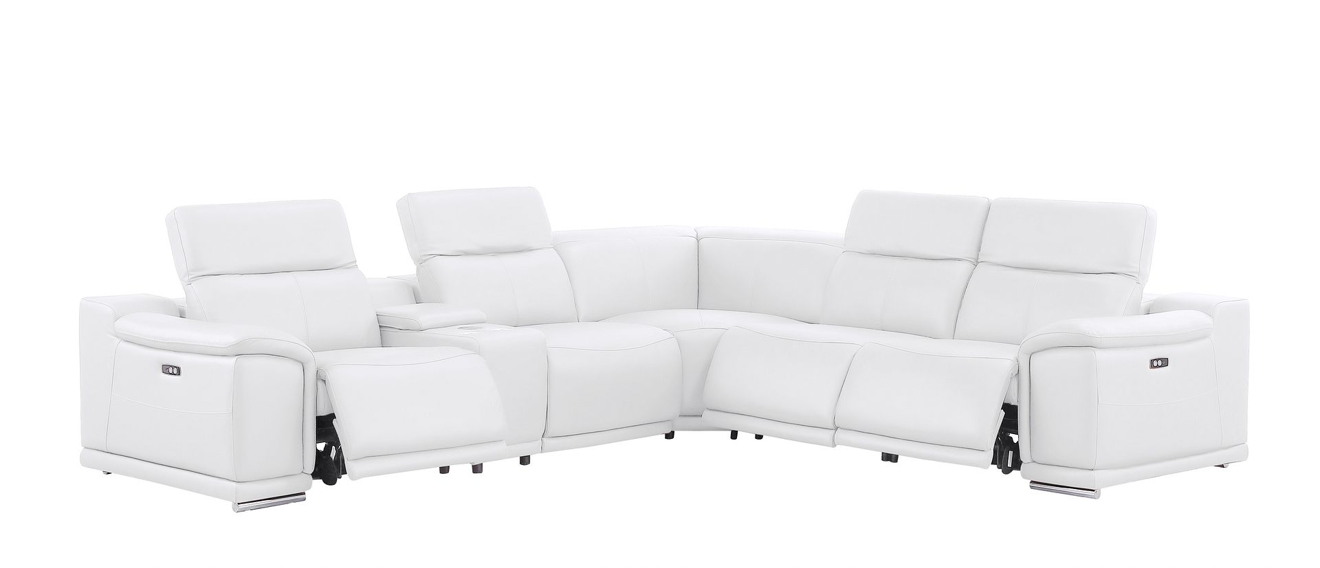 2679 6-Piece L-Shaped Power Reclining Sectional Sofa in Genuine Leather - 3 Recliners