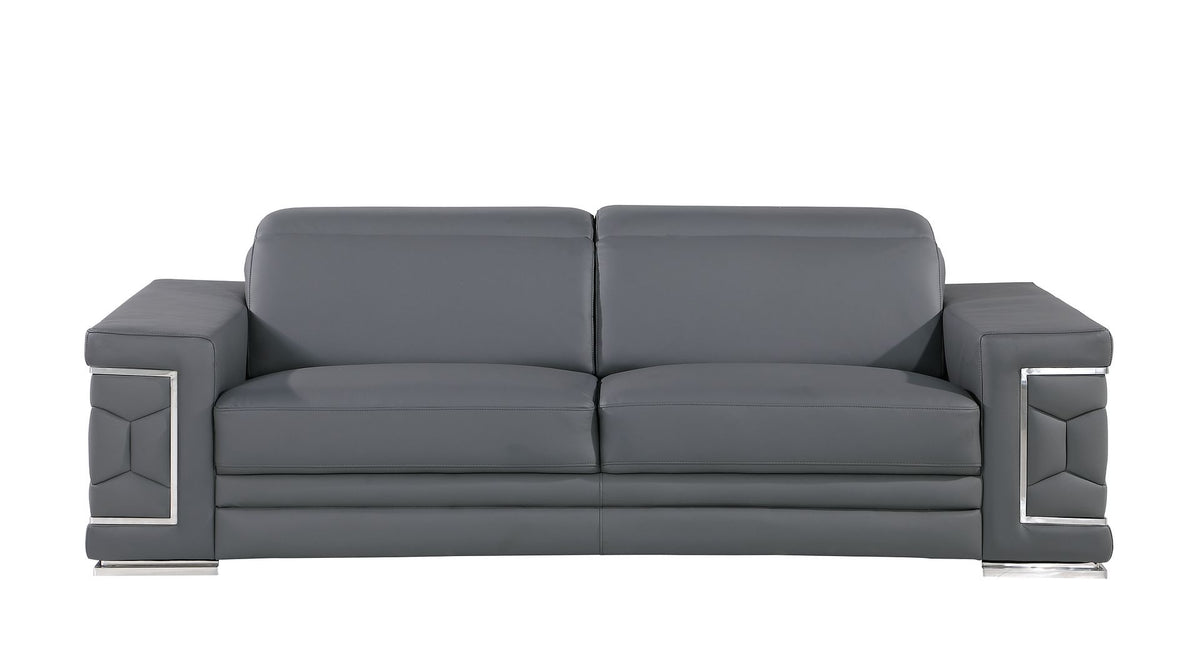 296 Modern Genuine Leather Sofa - Grey - SKU 296-GREY-S