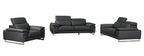 636 Divanitalia 3-Piece Sofa Set with Adjustable Headrest in Top-grain Italian Leather - Dark Grey - SKU 636- DARK GRAY 3PC (S/L/CH) - GROUP - view 2
