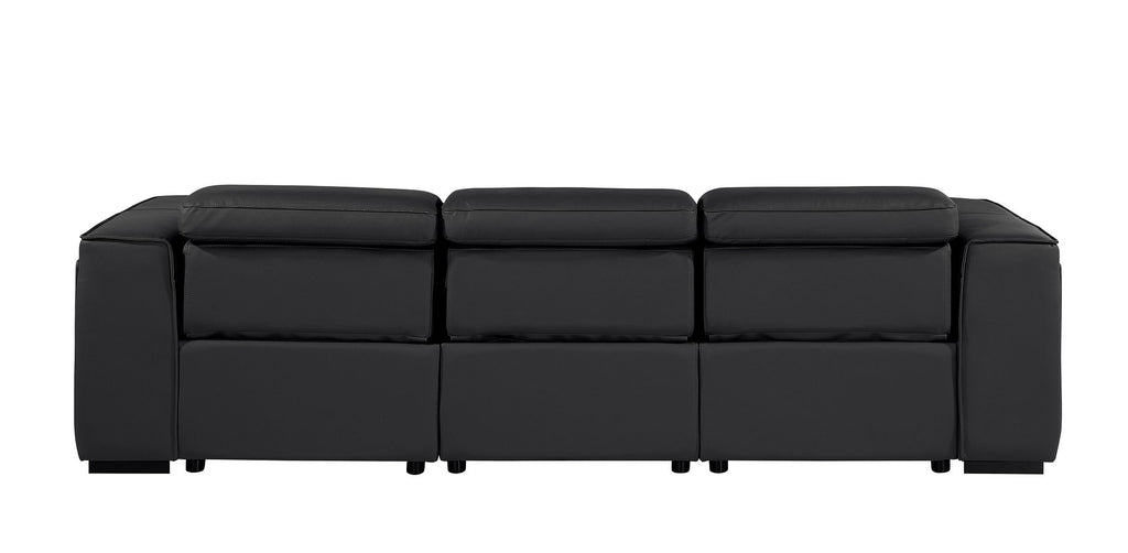 1224 Divanitalia 3-Piece Modular Power Reclining Sofa in Top Grain Italian Leather with 3 Power Recliners & Power Headrests - Black - SKU 1224-BLACK-3.3-HT - view 7