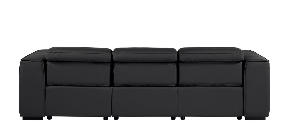 1224 Divanitalia 3-Piece Modular Power Reclining Sofa in Top Grain Italian Leather with 3 Power Recliners & Power Headrests - Black - SKU 1224-BLACK-3.3-HT - view 7