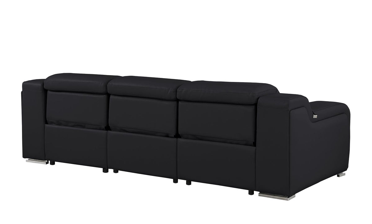 1116 Divanitalia 3-Piece Modular Power Reclining Sofa in Top Grain Italian Leather with 3 Power Recliners & Power Headrests - Black - SKU 1116-BLACK-3.3-HT - view 6
