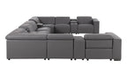 1208 12 Piece U-Shaped Leather Sectional Sofa with 4 Power Recliners & Power Headrest