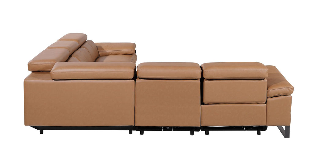 1246 Divanitalia 5-Piece L-Shaped Modular Power Reclining Sectional Sofa with Power Headrests - Top Grain Italian Leather - Cognac - SKU 1246-COGNAC-5PC-3PWR-SECTIONAL - view 6