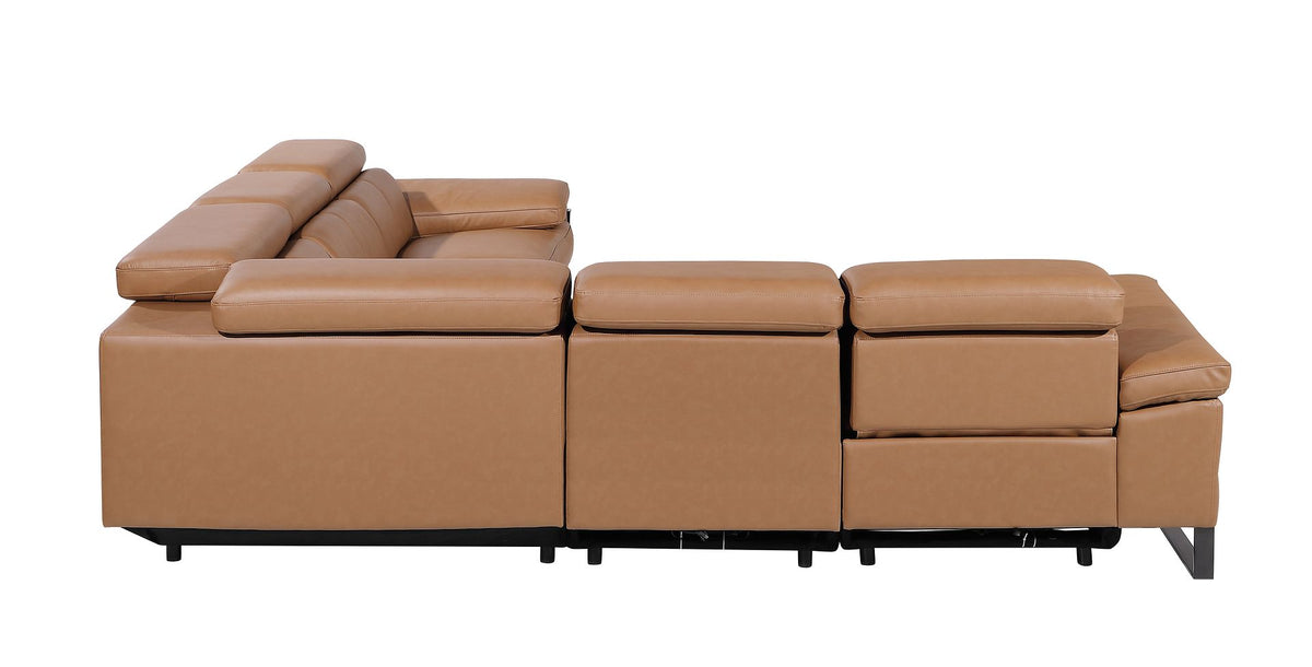 1246 Divanitalia 5-Piece L-Shaped Modular Power Reclining Sectional Sofa with Power Headrests - Top Grain Italian Leather - Cognac - SKU 1246-COGNAC-5PC-3PWR-SECTIONAL - view 6