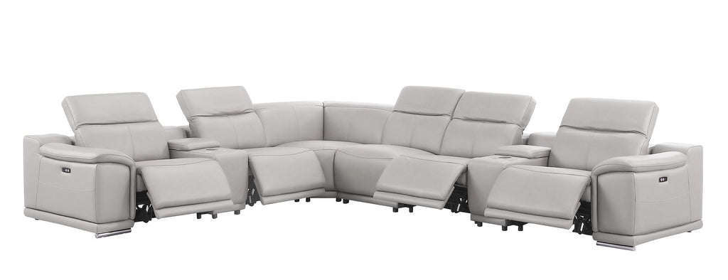 2679 8-Piece L-Shaped Power Reclining Sectional Sofa in Genuine Leather - 4 Recliners