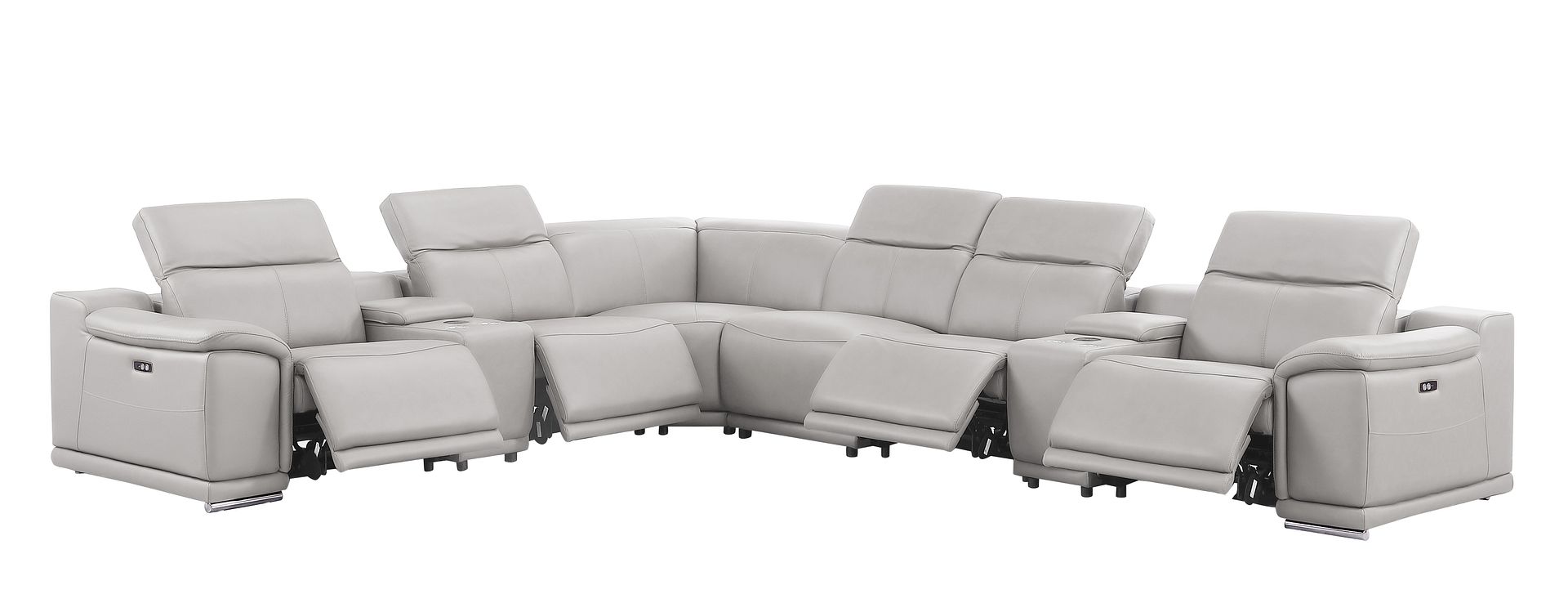 2679 8-Piece L-Shaped Power Reclining Sectional Sofa in Genuine Leather - 4 Recliners
