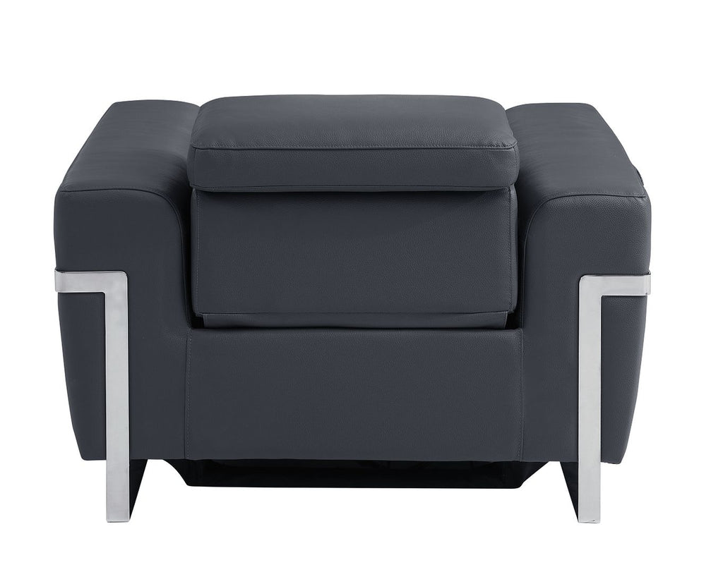 990 Divanitalia Power Reclining Arm Chair with Power Headrest in Top-grain Italian Leather - Dark Grey - SKU 990-DK-GRAY-CH - view 4