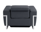 990 Divanitalia Power Reclining Arm Chair with Power Headrest in Top-grain Italian Leather - Dark Grey - SKU 990-DK-GRAY-CH - view 4