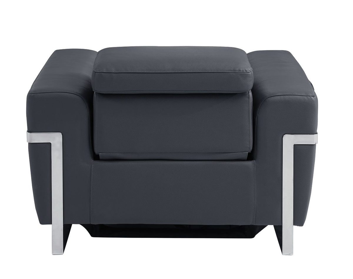 990 Divanitalia Power Reclining Arm Chair with Power Headrest in Top-grain Italian Leather - Dark Grey - SKU 990-DK-GRAY-CH - view 4