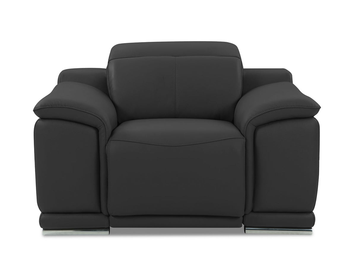9762 Divanitalia Top Grain Italian Leather Power Reclining Chair with Adjustable Headrests - Dark Grey - SKU 9762-PWR-CH-DARK GRAY