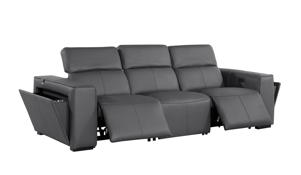 1224 Divanitalia 5-Piece Modular Power Reclining Sofa and Loveseat Set in Top Grain Italian Leather with 4 Power Recliners & Power Headrests - Dark Grey - SKU 1224-DK-GREY-5.4-HT-2PC - view 7