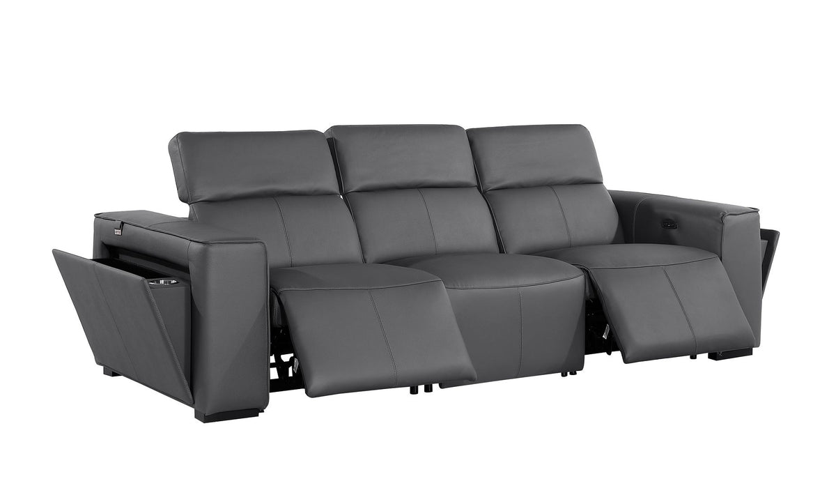 1224 Divanitalia 5-Piece Modular Power Reclining Sofa and Loveseat Set in Top Grain Italian Leather with 4 Power Recliners & Power Headrests - Dark Grey - SKU 1224-DK-GREY-5.4-HT-2PC - view 7
