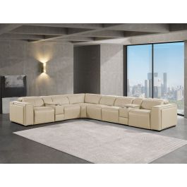 1224 Divanitalia 8-Piece L-Shaped Sectional Sofa in Top Grain Italian Leather with 3 Power Recliners & Power Headrests