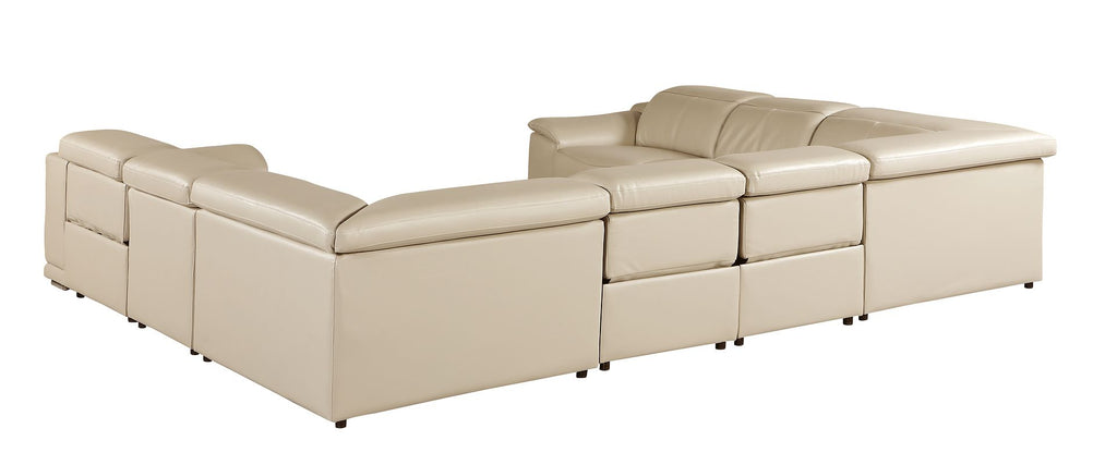 9762 Divanitalia 8-Piece U-Shaped Top Grain Italian Leather Sectional Sofa with 4 Power Recliners