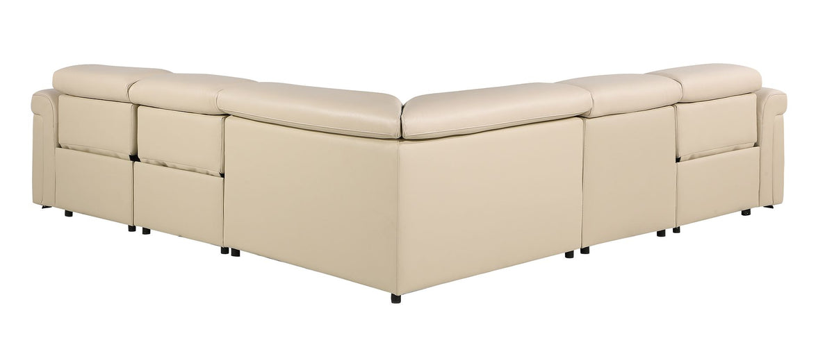 1126 Divanitalia 5-Piece L-Shaped Sectional Sofa in Top Grain Italian Leather with 3 Power Recliners & Power Headrests - Beige - SKU 1126-BEIGE-SEC-5PC-3PWR-SECTIONAL- GROUP - view 5