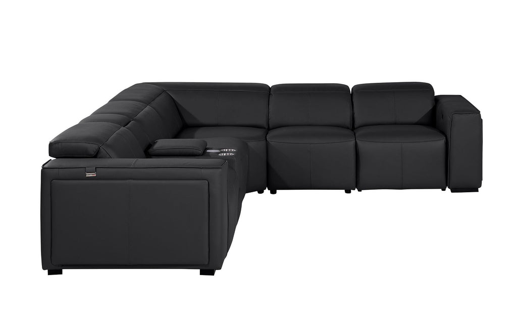 1224 Divanitalia 6-Piece L-Shaped Sectional Sofa in Top Grain Italian Leather with 3 Power Recliners & Power Headrests