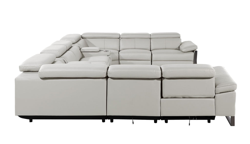1246 Divanitalia 10-Piece U-Shaped Modular Power Reclining Sectional Sofa with 4 Power Recliners and Power Headrests - Top Grain Italian Leather