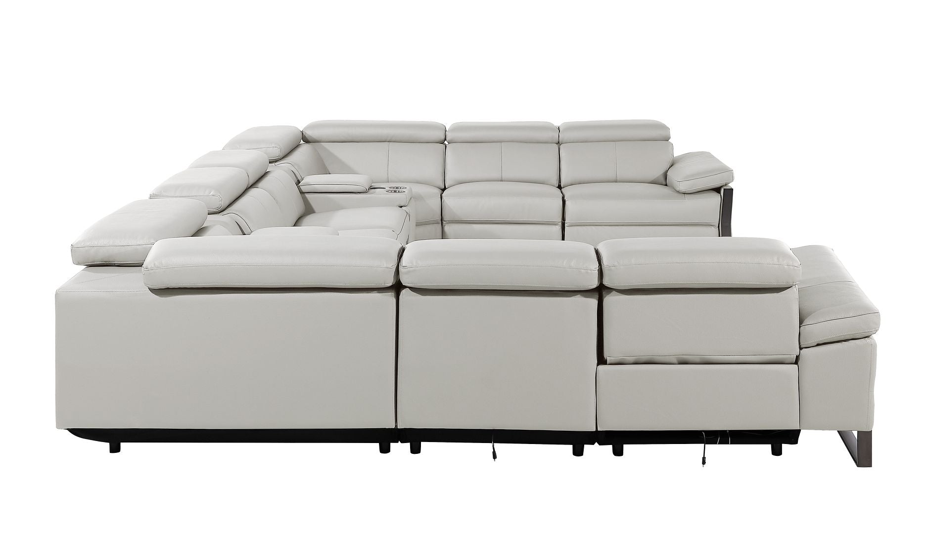 1246 Divanitalia 10-Piece U-Shaped Modular Power Reclining Sectional Sofa with 4 Power Recliners and Power Headrests - Top Grain Italian Leather