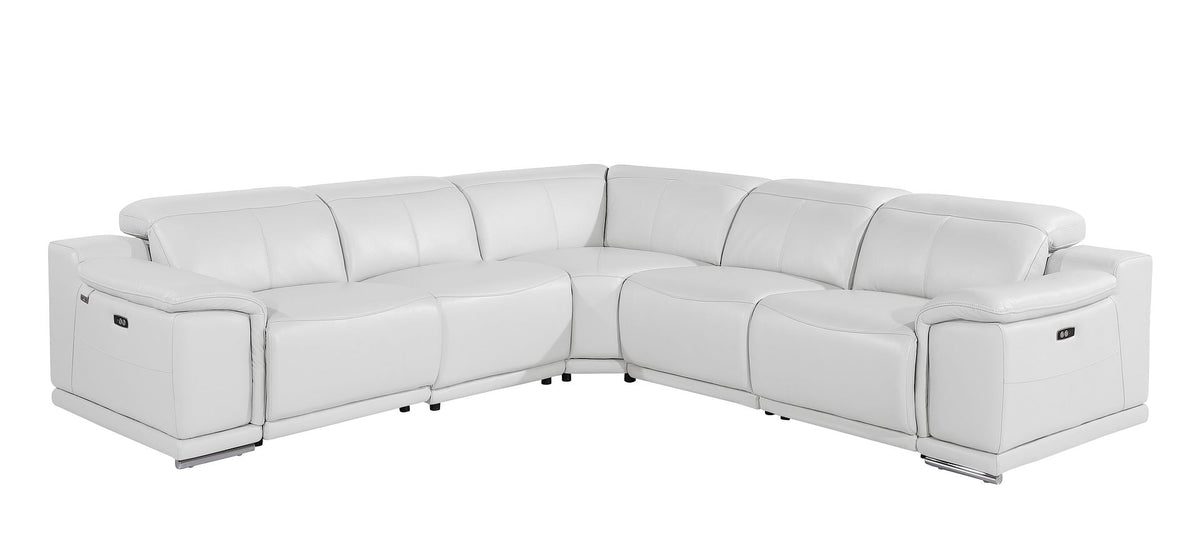 9762 Divanitalia 5-Piece L-Shaped Top Grain Italian Leather Sectional Sofa with 3 Power Recliners - White - SKU 9762-5PC-3PWR-SECTIONAL- WHITE - GROUP - view 2