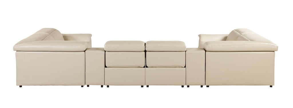 9762 Divanitalia 8-Piece U-Shaped Top Grain Italian Leather Sectional Sofa with 4 Power Recliners