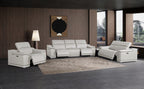 9762 Divanitalia 6-Piece Modular Power Reclining Sofa, Loveseat and Chair Set with 5 Power Recliners in Top Grain Italian Leather - Light Grey - SKU 9762-LT-GREY-6.5-HT-3PC - view 2